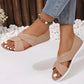 Bequeme, einfarbige, flache Sandalen mit Fliege