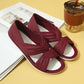 Bequeme, einfarbige, flache Sandalen mit Fliege