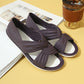 Bequeme, einfarbige, flache Sandalen mit Fliege