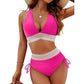 🔥 NUR NOCH HEUTE SPEZIALPREIS 27,97 €! 👙 Hochtailliertes Bikini Set mit Regenbogenwellen-Bund – Bauchkontrolle, Halter V-Ausschnitt, seitliche Zugbänder für Strand & Pool