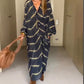 Boho-Kleid mit langen Ärmeln und Streifen