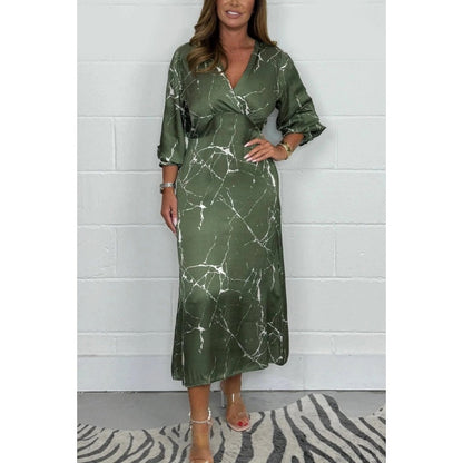 Langärmliges Midikleid mit V-Ausschnitt🥰🥰HEISSER VERKAUF – 50 % RABATT
