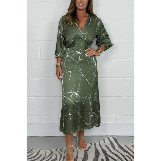 Langärmliges Midikleid mit V-Ausschnitt🥰🥰HEISSER VERKAUF – 50 % RABATT