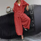 2-teiliges Set mit Jacke mit gestreiftem Revers und Hose mit weitem Bein