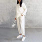 👖 Damen Langarm-Sweatshirt & Hose Set – Unregelmäßiger Saum, Weiches Material & Bequemer Oversized-Schnitt für Zuhause 🍂