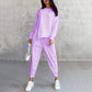 👖 Damen Langarm-Sweatshirt & Hose Set – Unregelmäßiger Saum, Weiches Material & Bequemer Oversized-Schnitt für Zuhause 🍂