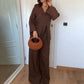 🎁Kostenloser Versand🎁-Damen-Set mit überkreuztem Oberteil im Kimono-Stil & Freizeithose
