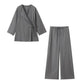 🎁Kostenloser Versand🎁-Damen-Set mit überkreuztem Oberteil im Kimono-Stil & Freizeithose
