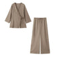 🎁Kostenloser Versand🎁-Damen-Set mit überkreuztem Oberteil im Kimono-Stil & Freizeithose