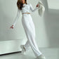 🔥Kostenloser Versand🔥2-teiliges Set mit tailliertem Crop-Top und Hose