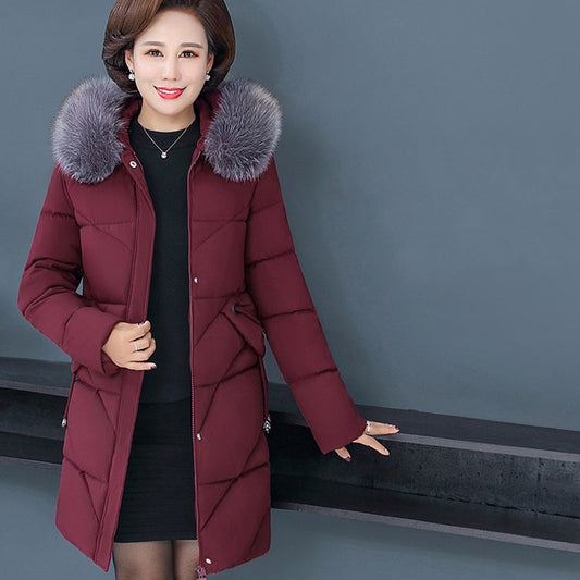 Warme Pufferjacke mit Kapuze für Damen