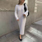 Übergroßes Pulloverkleid mit Zopfmuster