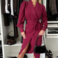🍁Neues Produkt 49%Rabatt💃Langarm der Frauen mit V-Neck-Krawatte Taille geteiltes Kleid