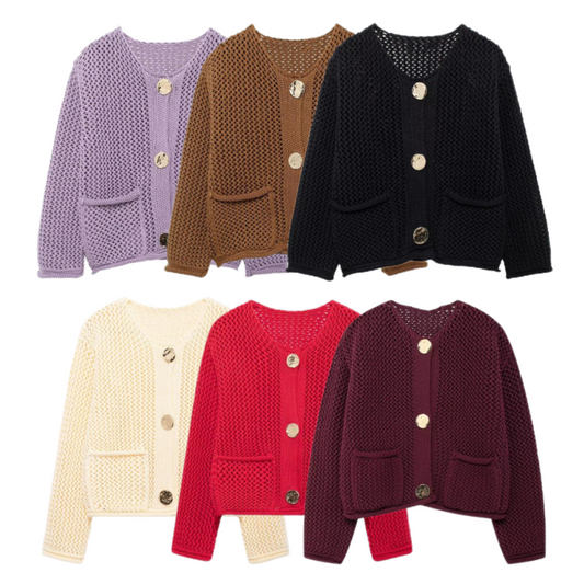 Modische Strickjacke mit Cut-Outs für Damen