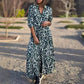Langärmeliges Kleid mit Revers und Blumendruck für Frauen
