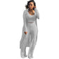 Gestricktes Stretch-Tanktop, Leggings mit hoher Taille und lange Strickjacke für Frauen, 3-teiliges Set