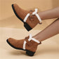 Winterliche, warme, klobige Damenstiefeletten
