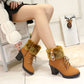 Frauen Plüsch Reißverschluss Chunky Heel Ankle Boots