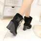 Frauen Plüsch Reißverschluss Chunky Heel Ankle Boots