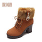 Frauen Plüsch Reißverschluss Chunky Heel Ankle Boots
