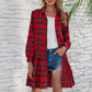 Weihnachtliches kariertes Kurzkleid mit Hemdkragen für Damen