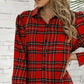 Weihnachtliches kariertes Kurzkleid mit Hemdkragen für Damen