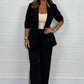 Damen Blazer & Streifen Hosenanzug Set