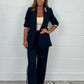 Damen Blazer & Streifen Hosenanzug Set