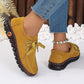 Flache Damenschuhe mit Schnürung und Ziernähten