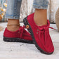 Flache Damenschuhe mit Schnürung und Ziernähten