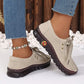 Flache Damenschuhe mit Schnürung und Ziernähten
