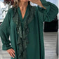 🔥 60% RABATT! 💃 Damen Chiffon-Shirt mit V-Ausschnitt – Langärmlig, Paillettenbesetzt & Elegant für Abendoutfits ✨👚📦