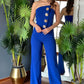 Ärmelloser Jumpsuit mit Knopfdesign und Schlagsaum