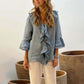 💞Heißer Verkauf 50% Rabatt🔥Bluse mit Rüschenkragen und Glockenärmeln für Damen