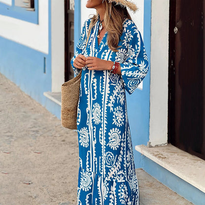 💖49% Rabatt💖 Elegantes, atmungsaktives Kleid mit V-Ausschnitt und Blumenmuster