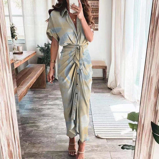🎊2025 Neue Produkte👗Damen-Hemdkleid aus Satin mit Knöpfen