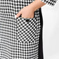 Damenkleid mit langen Ärmeln und Hahnentritt-Patchwork