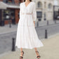 ❤️🎉Bequeme Urlaubskleider👗👉Weißes Boho-Midikleid mit V-Ausschnitt🌿🏖️