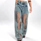 💥Damen-Jeans mit Vintage-Mesh-Patchwork-Print👖