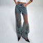 💥Damen-Jeans mit Vintage-Mesh-Patchwork-Print👖