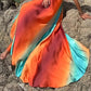 Neon Sunset Bedruckte Metalldekoration Ausschnitt Rücken Schnürung Urlaub Maxikleid