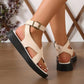 Damen-Sandalen mit Kreuzriemen und verstellbarer Knöchelschnalle