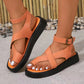 Damen-Sandalen mit Kreuzriemen und verstellbarer Knöchelschnalle