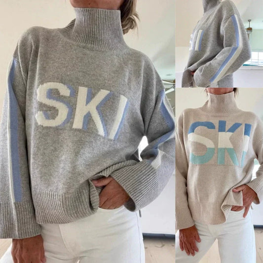 🌈49% Rabatt - Gemütlicher Rollkragenpullover mit Buchstabenmuster für Damen🌟