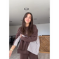 Damen Rundhalsausschnitt Patchwork Oberteil & Hose mit weitem Bein 2-PCS Set