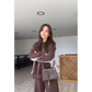 Damen Rundhalsausschnitt Patchwork Oberteil & Hose mit weitem Bein 2-PCS Set