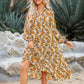 Damen Langarm V-Ausschnitt Bohemian Midi Kleid