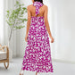 Frauen Boho Blumen Träger V-Ausschnitt Halterkleid