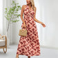 Frauen Boho Blumen Träger V-Ausschnitt Halterkleid