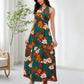 Frauen Boho Blumen Träger V-Ausschnitt Halterkleid